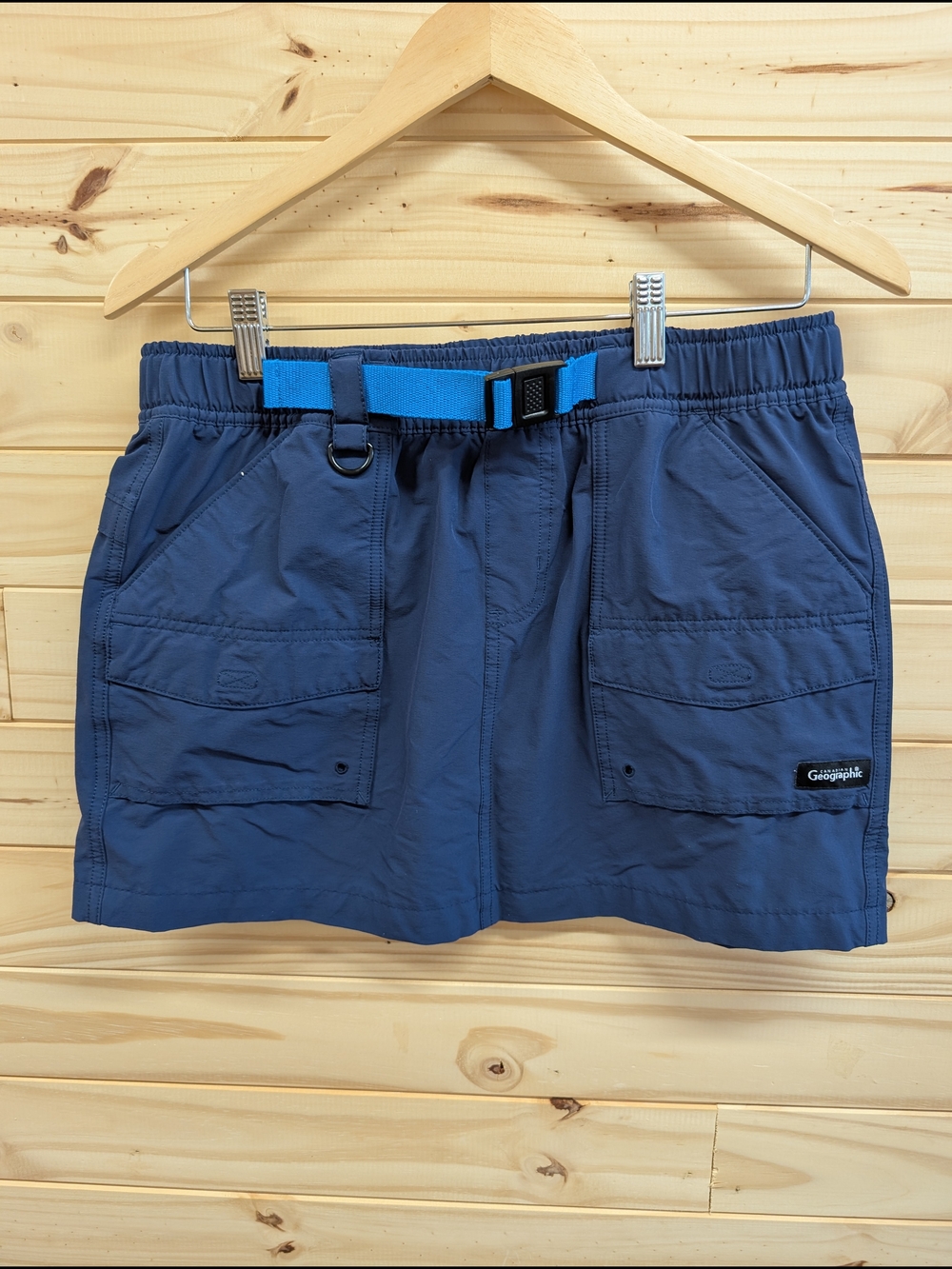 Woman's Navy Blue Utility Skirt with Contrast Belt